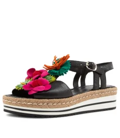Abela Black Multi Leather Sandals