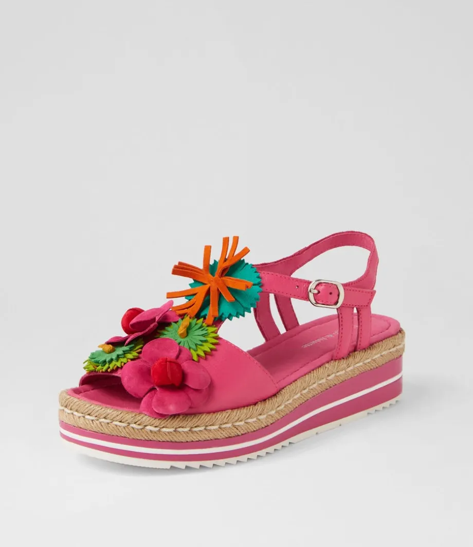 Abela Fuchsia Multi Leather Espadrilles