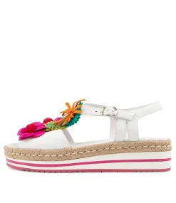 Abela White Multi Leather Sandals