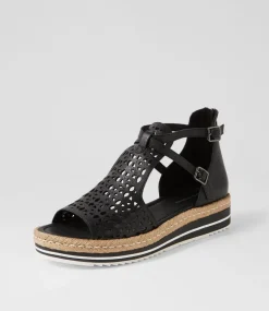 Accra Black Leather Espadrilles