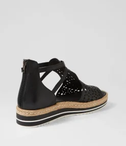 Accra Black Leather Espadrilles