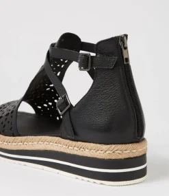 Accra Black Leather Espadrilles