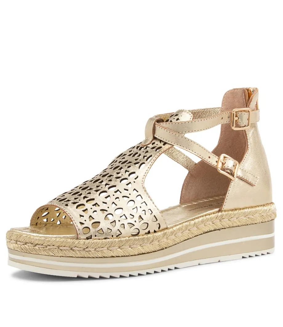 Accra Pale Gold Rope Leather Espadrilles