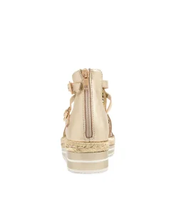 Accra Pale Gold Rope Leather Espadrilles