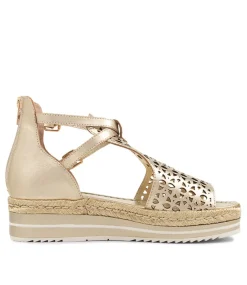 Accra Pale Gold Rope Leather Espadrilles