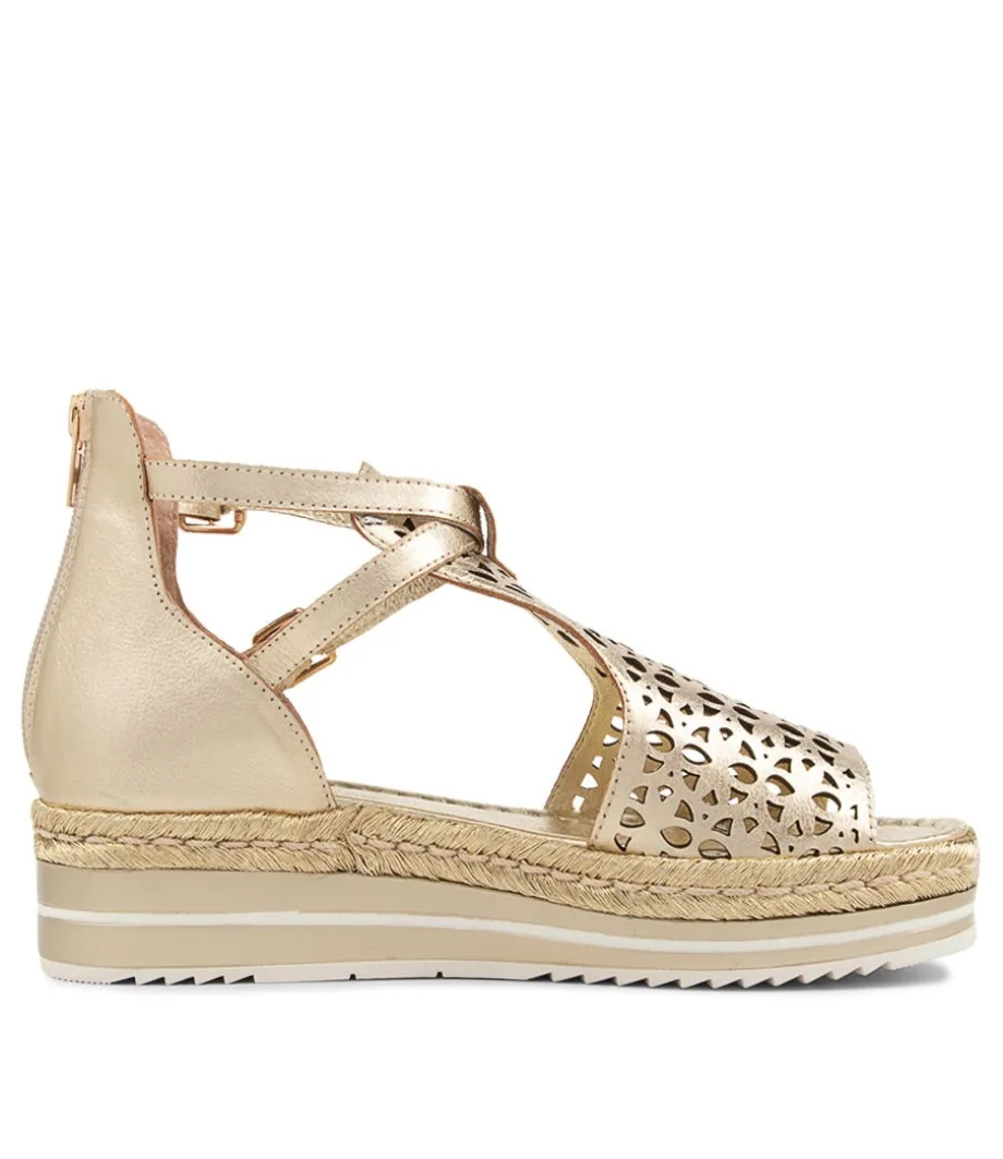 Accra Pale Gold Rope Leather Espadrilles