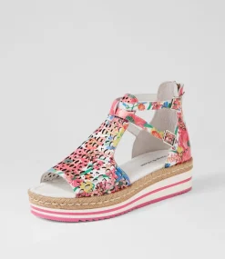 Accra White Flowermania Leather Sandals