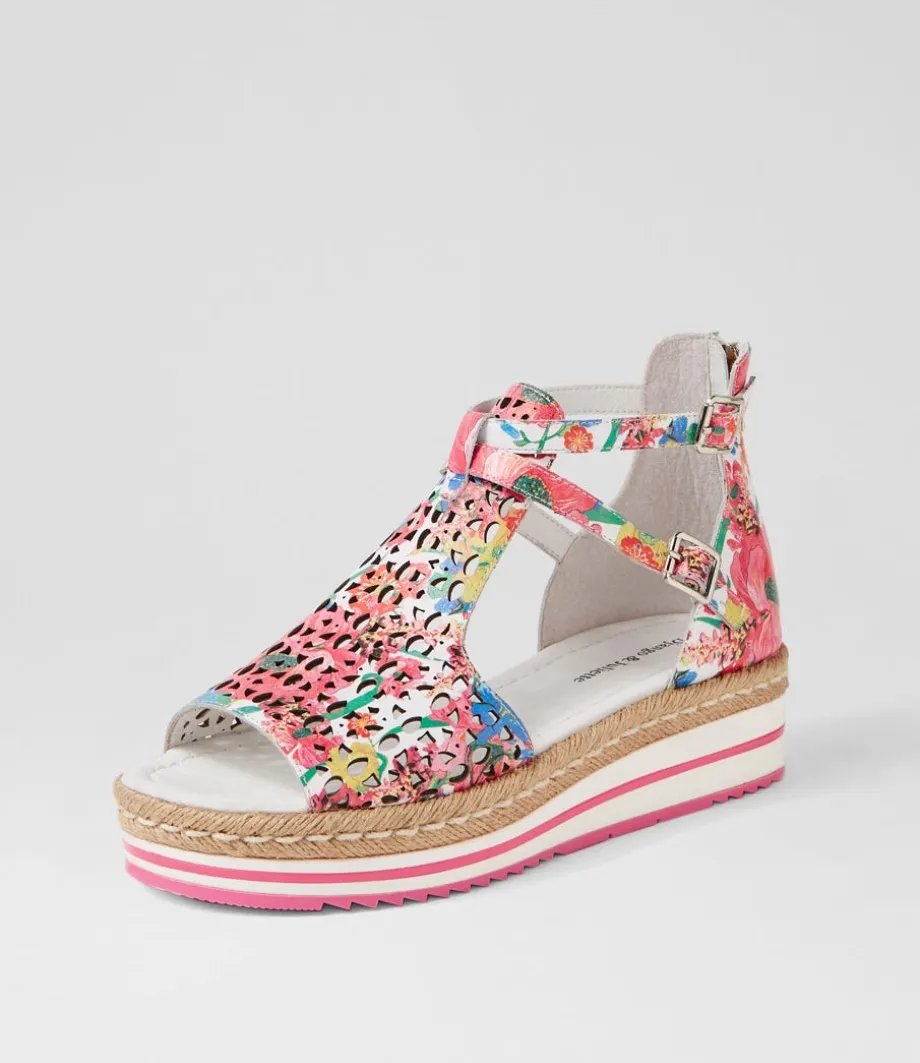 Accra White Flowermania Leather Sandals