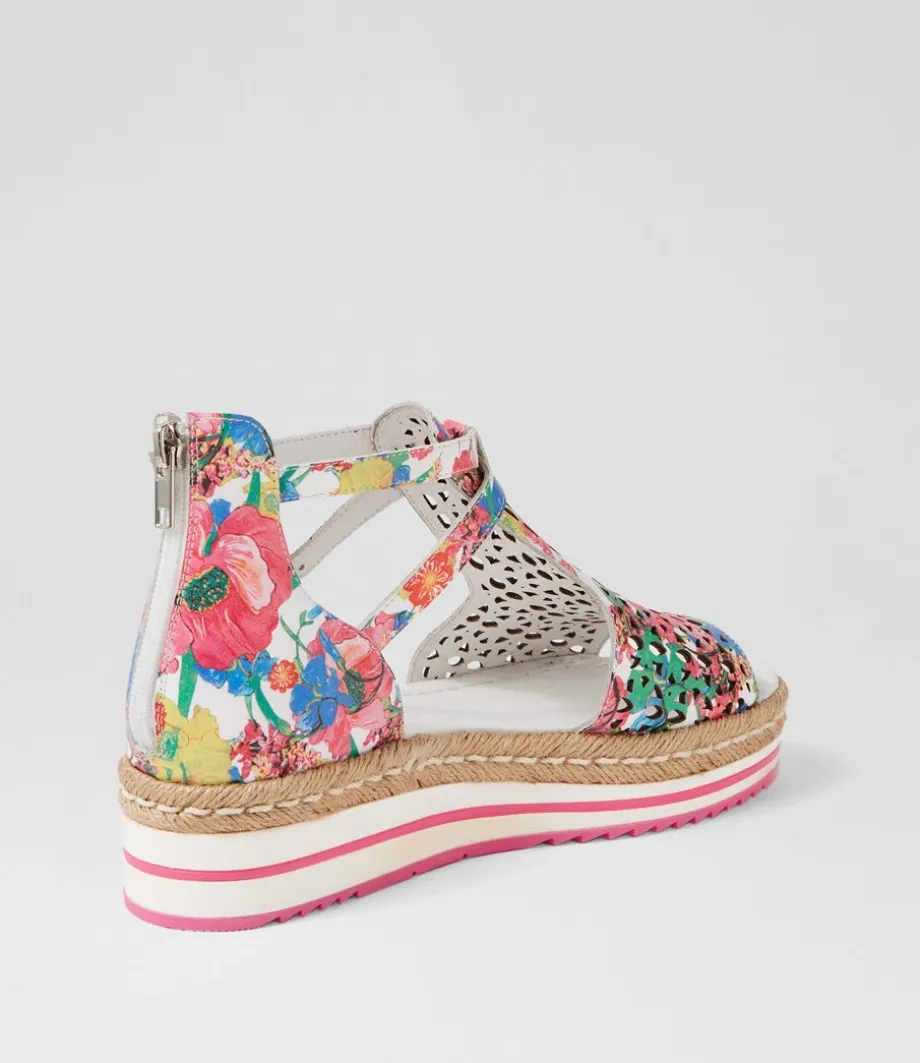 Accra White Flowermania Leather Sandals