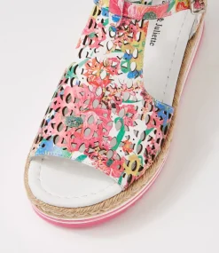 Accra White Flowermania Leather Sandals