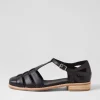 Acely Black Leather Flat Shoes