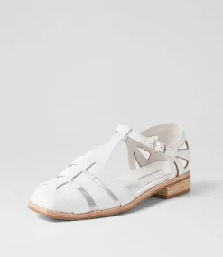 Acely White Leather Flat Shoes