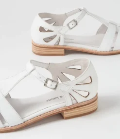 Acely White Leather Flat Shoes