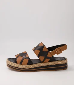 Acke Black Dark Tan Leather Espadrilles