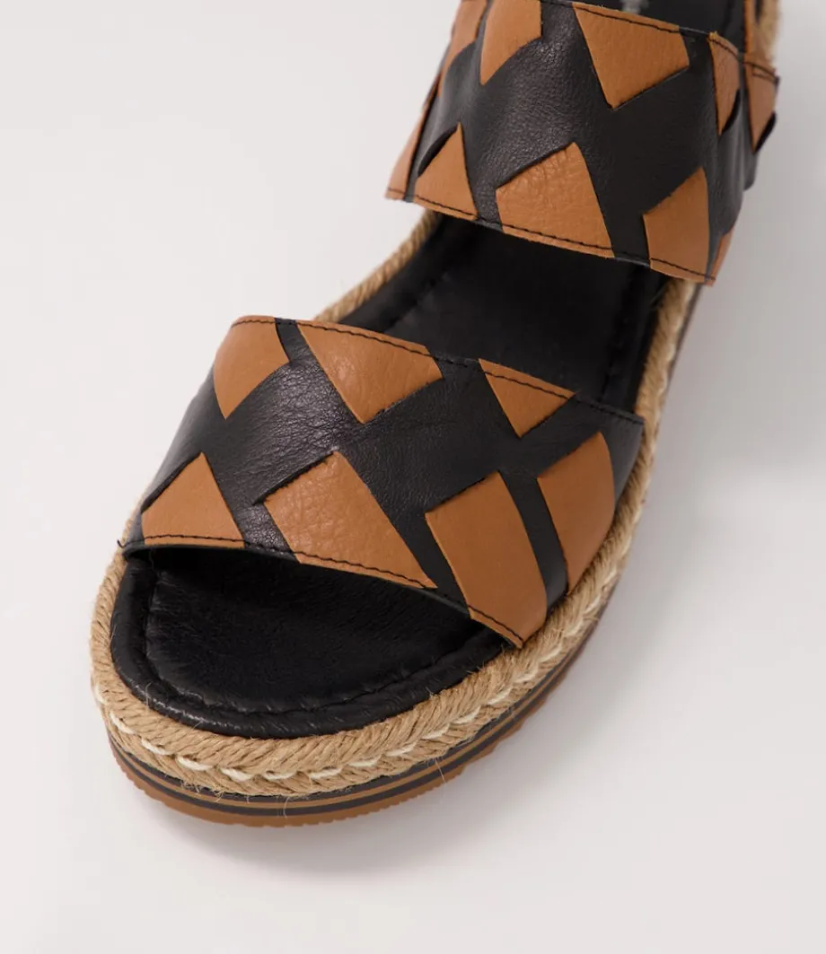 Acke Black Dark Tan Leather Espadrilles