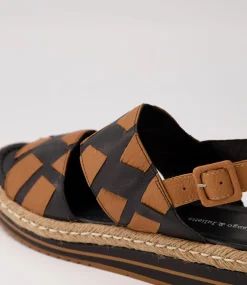 Acke Black Dark Tan Leather Espadrilles