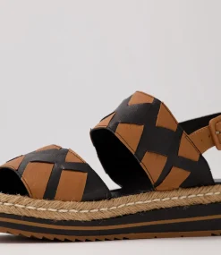 Acke Black Dark Tan Leather Espadrilles