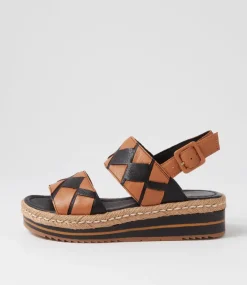 Acke Black Dark Tan Weave Leather Espadrilles