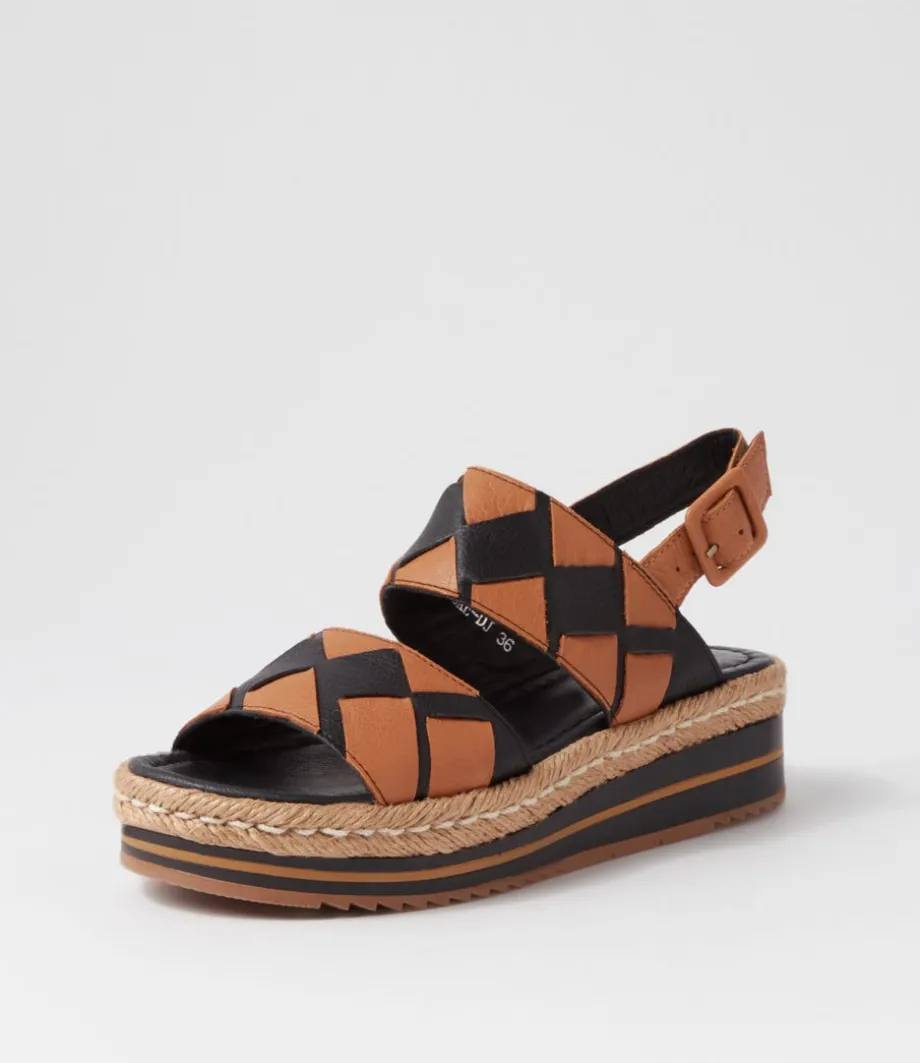 Acke Black Dark Tan Weave Leather Espadrilles