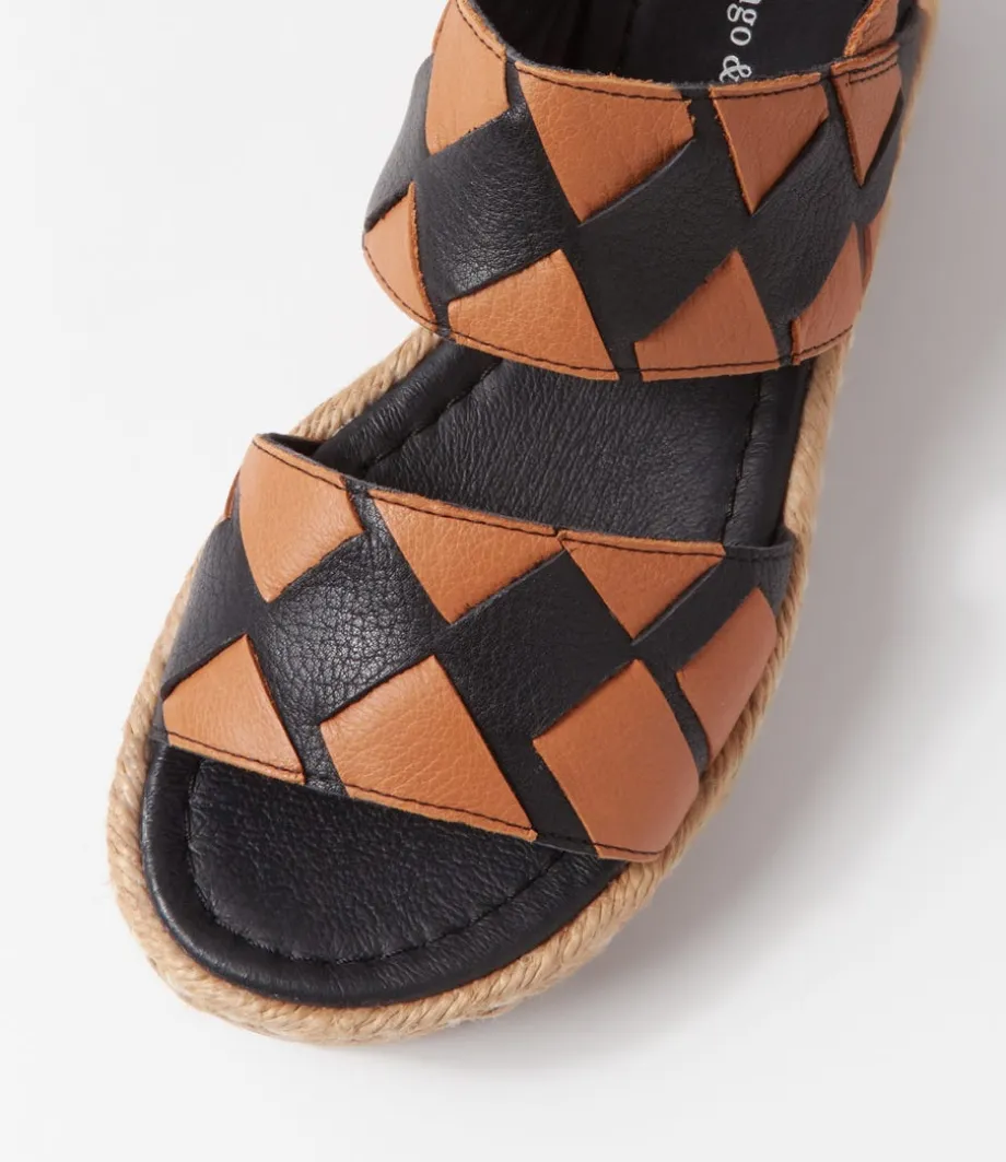 Acke Black Dark Tan Weave Leather Espadrilles