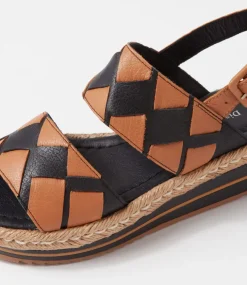 Acke Black Dark Tan Weave Leather Espadrilles