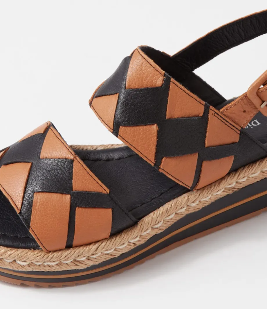 Acke Black Dark Tan Weave Leather Espadrilles