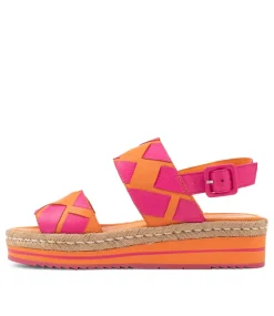 Acke Bright Orange Fuchsia Leather Sandals