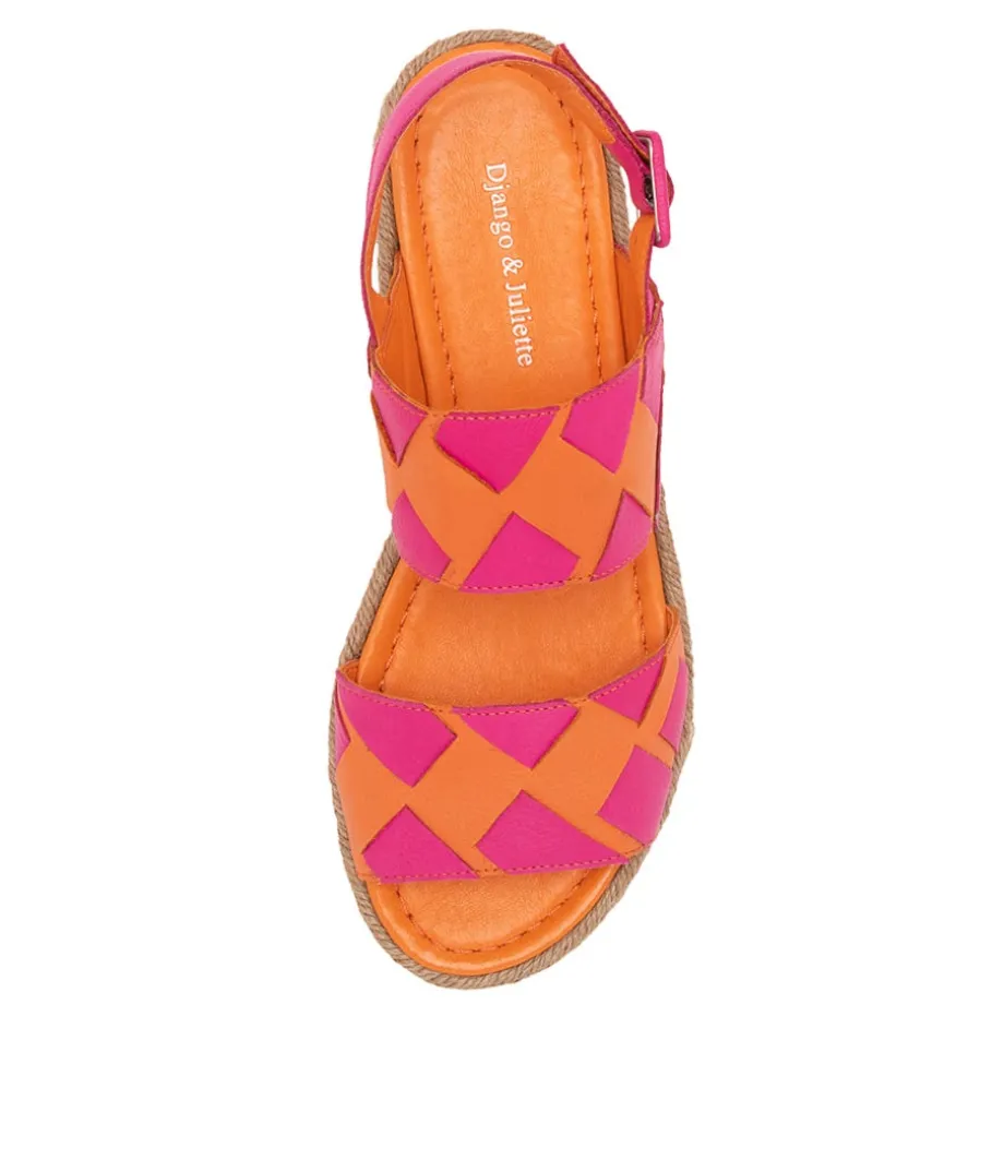 Acke Bright Orange Fuchsia Leather Sandals