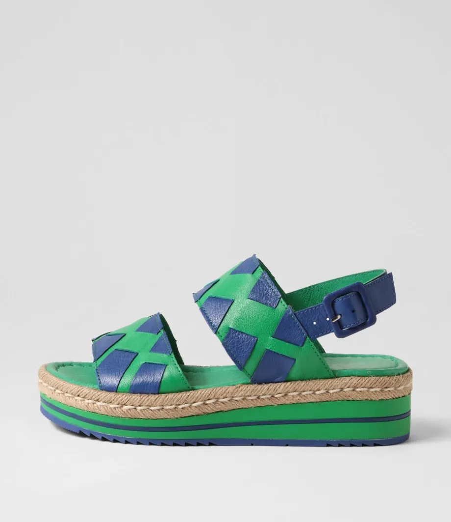 Acke Emerald Cobalt Leather Sandals