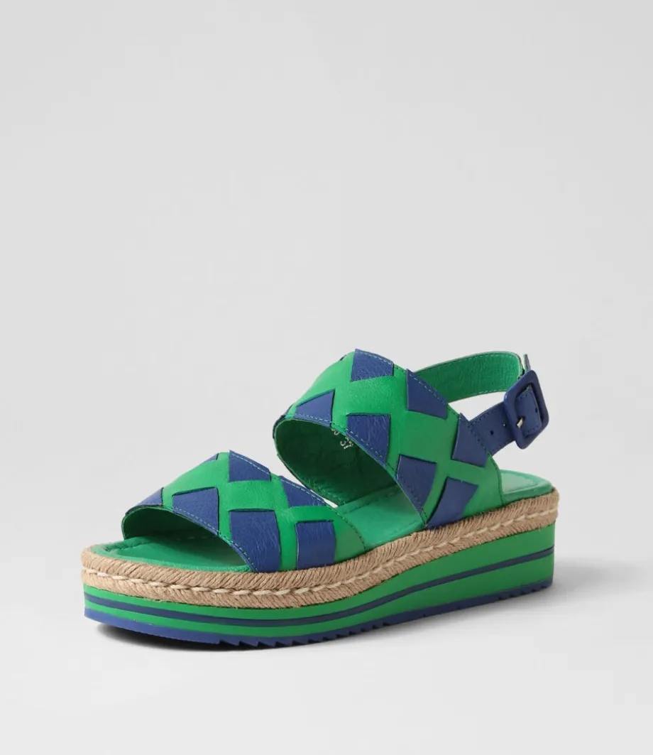 Acke Emerald Cobalt Leather Sandals
