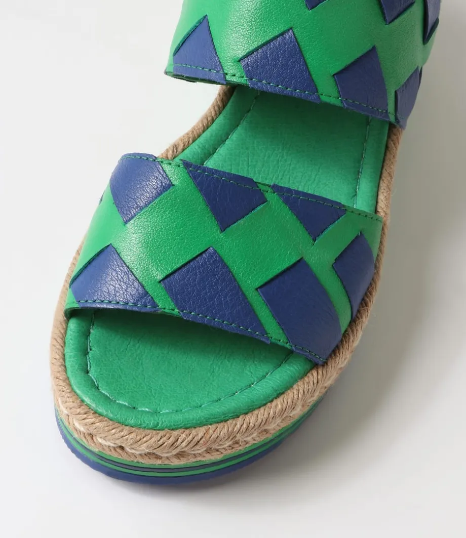 Acke Emerald Cobalt Leather Sandals