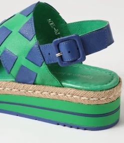 Acke Emerald Cobalt Leather Sandals