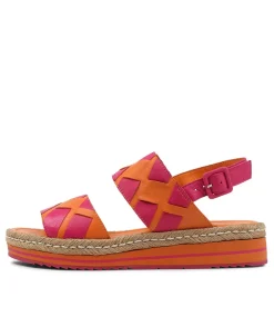 Acke Orange Fuchsia Leather Espadrilles