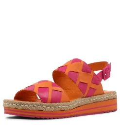 Acke Orange Fuchsia Leather Espadrilles