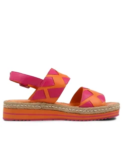 Acke Orange Fuchsia Leather Espadrilles