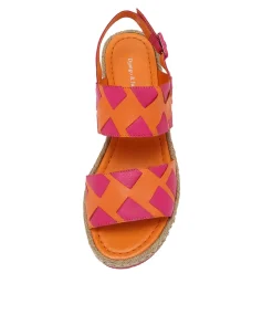 Acke Orange Fuchsia Leather Espadrilles