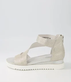 Adabela Silver White Cut Leather Sandals