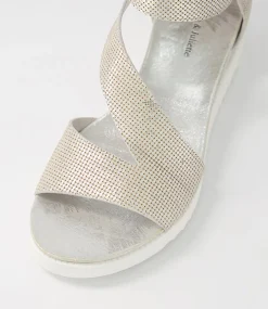 Adabela Silver White Cut Leather Sandals