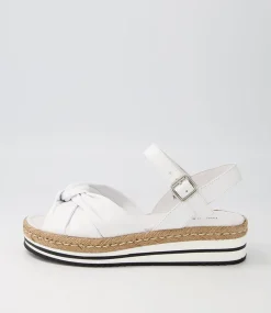 Adah White Leather Espadrilles
