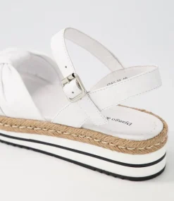 Adah White Leather Espadrilles