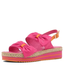 Adair Fuchsia Bright Orange Leather Sandals