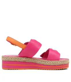 Adair Fuchsia Bright Orange Leather Sandals