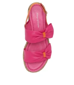 Adair Fuchsia Bright Orange Leather Sandals