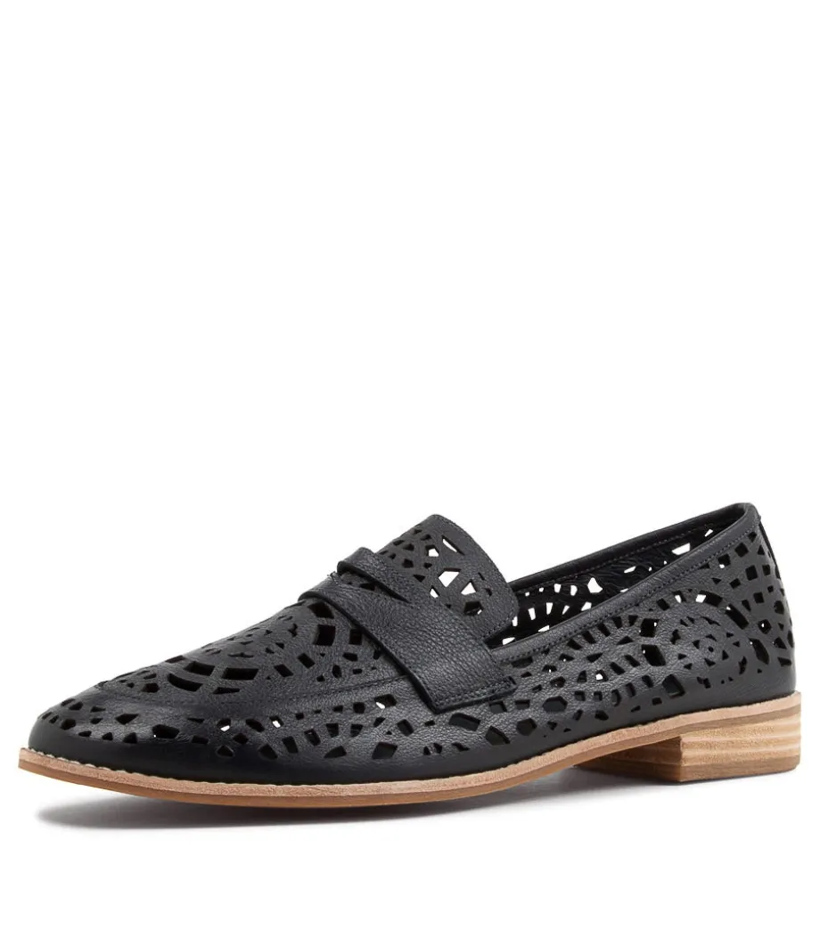 Addah Lrg Navy Leather Loafers