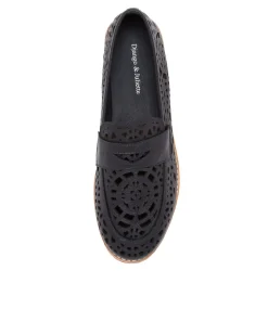 Addah Navy Leather Loafers