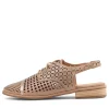 Addy Nude Pale Rose Gold Leather Lace Up Flats