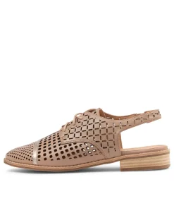 Addy Nude Pale Rose Gold Leather Lace Up Flats
