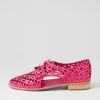 Addyst Hot Pink Leather Lace Up Flats