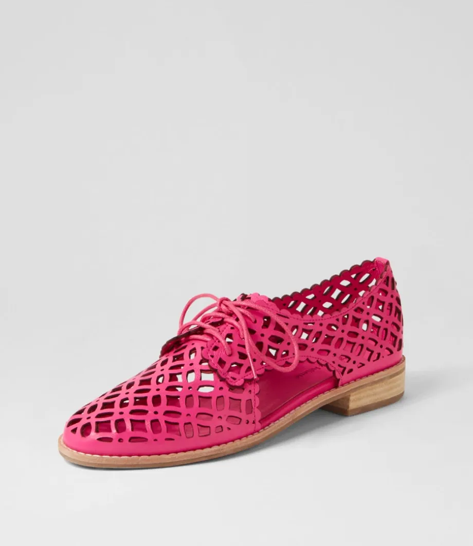 Addyst Hot Pink Leather Lace Up Flats