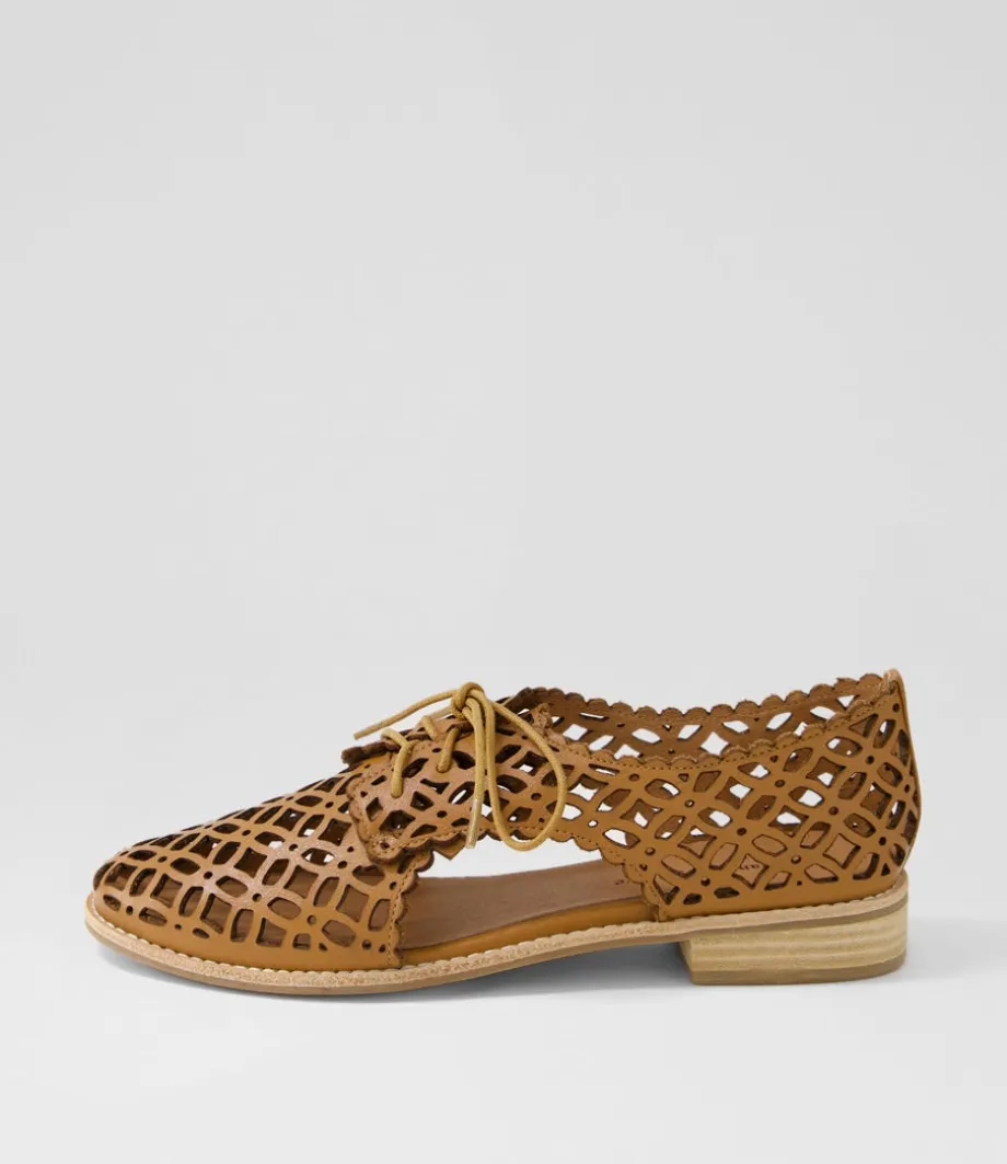 Addyst Tan Leather Lace Up Flats
